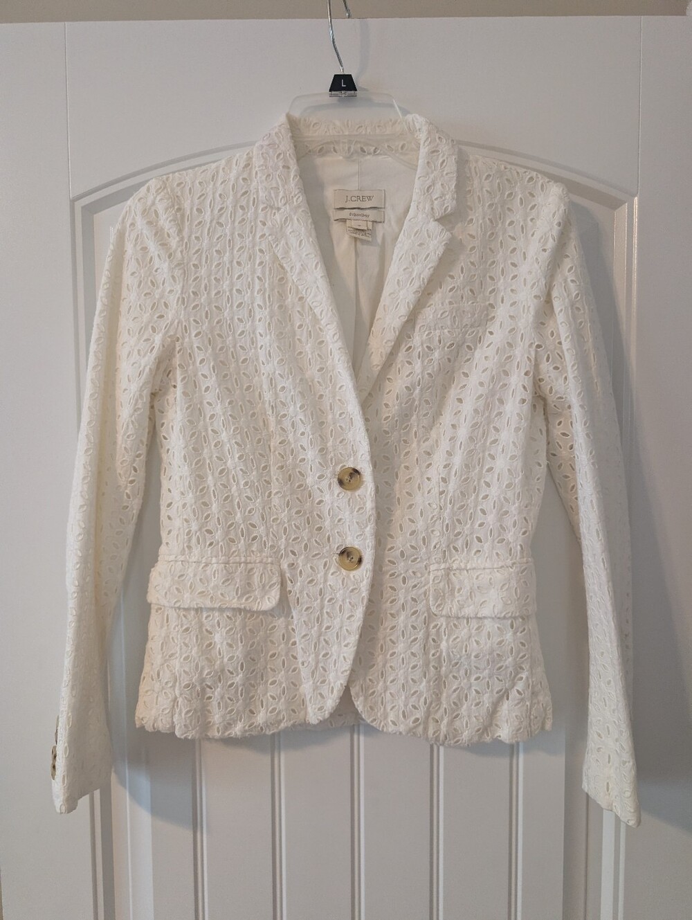 Size 2 J. Crew White Eyelet Schoolboy Blazer